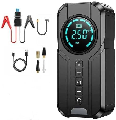 Portable jump starter and air compressor